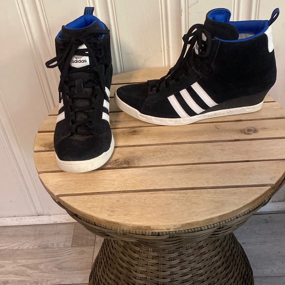 adidas Shoes - Adidas - athletic platform leather shoe - black with white stripes